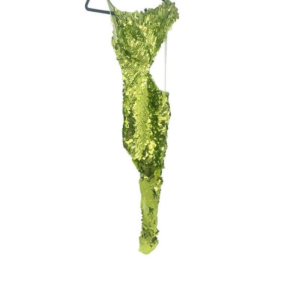 Mac Duggal One Shoulder Asymmetrical Sequined Cut-Out Dress Apple Green SZ 2 NWT - Picture 8 of 12
